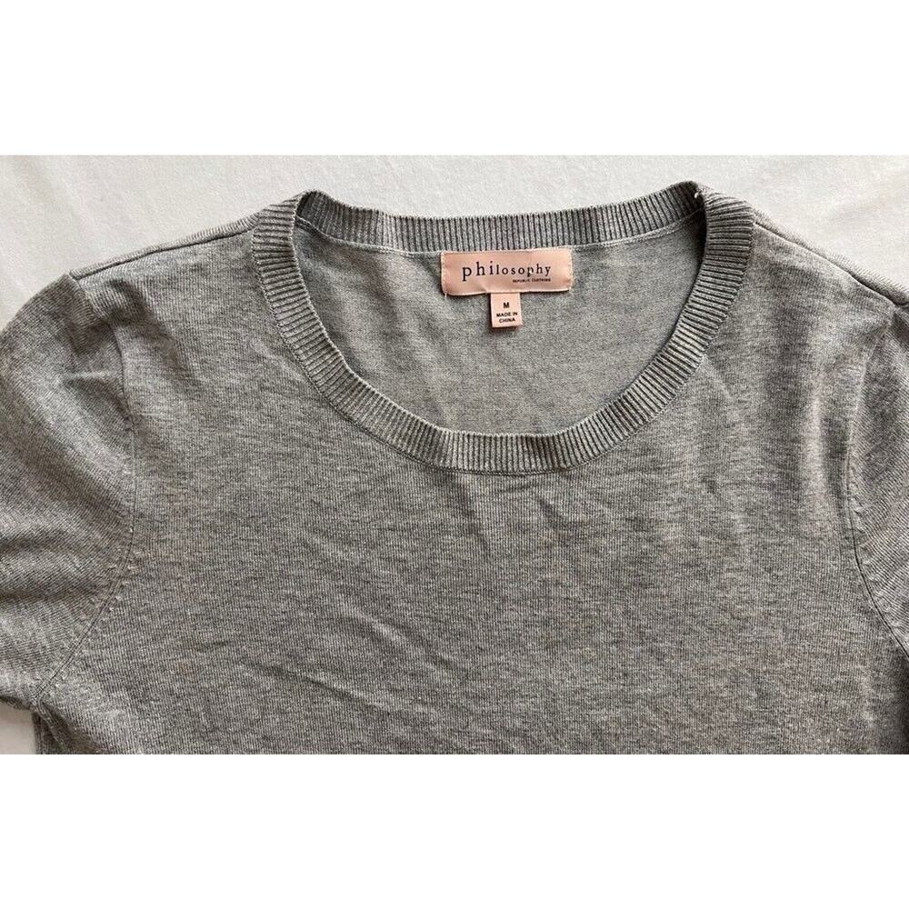 Philosophy Pullover Sweater Women's MEDIUM Gray Heathered Long Sleeve - Picture 3 of 9